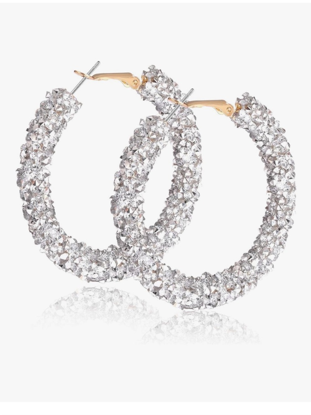 Amazon Silver Glitter Hoop Earrings with Gold Accents